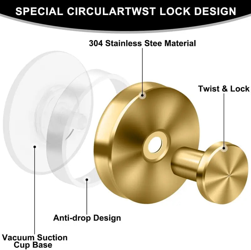 2 Units Suction Cup Hooks for Shower, Bathroom, Kitchen, Wood Door, Glass Door, Mirror, Tile – Loofah, Towel, Coat, Bath Robe Hook Holder for Hanging up to 15 lbs with Waterproof