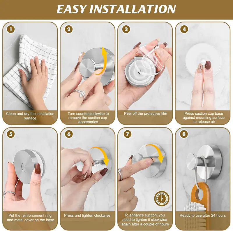 2 Units Suction Cup Hooks for Shower, Bathroom, Kitchen, Wood Door, Glass Door, Mirror, Tile – Loofah, Towel, Coat, Bath Robe Hook Holder for Hanging up to 15 lbs with Waterproof