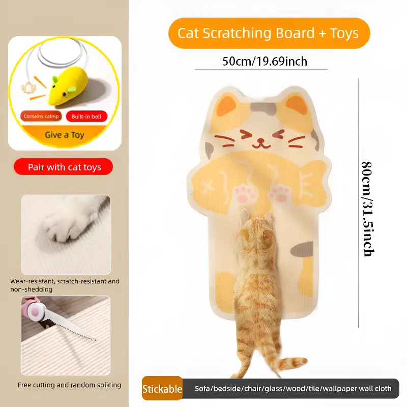 【Buy 1, Get Free Toy Mouse!】Wall Mounted Cat Scratching Board
