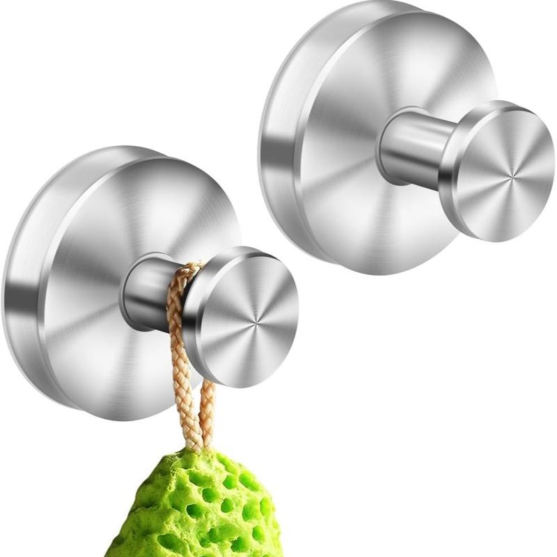 2 Units Suction Cup Hooks for Shower, Bathroom, Kitchen, Wood Door, Glass Door, Mirror, Tile – Loofah, Towel, Coat, Bath Robe Hook Holder for Hanging up to 15 lbs with Waterproof